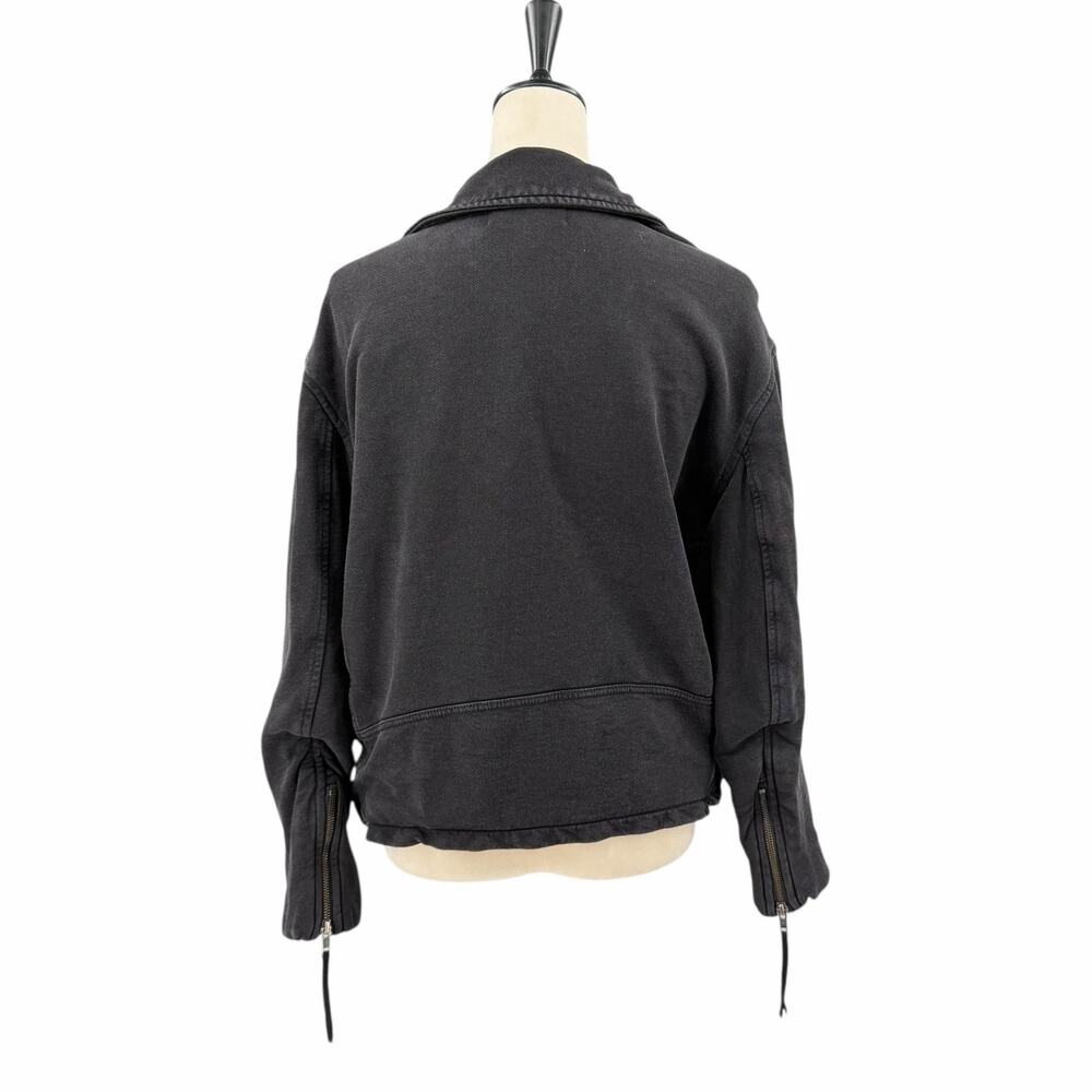 We the Free People Rebel Knit Oversized Cotton Biker Zip-Up Edgy Black Jacket - Picture 9 of 15